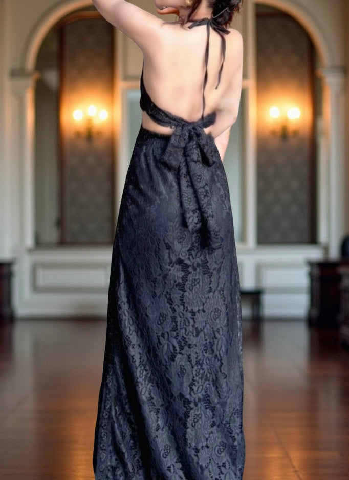 Lace halter dress