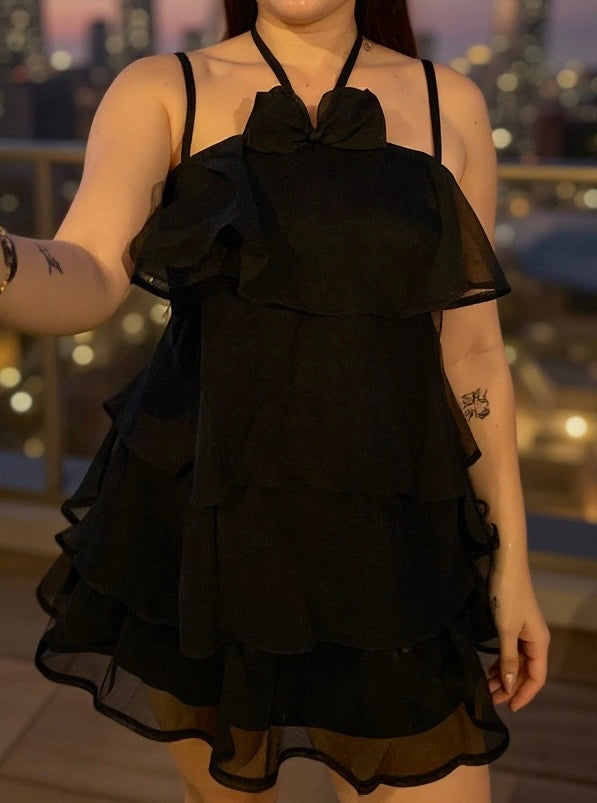 Black ruffle dress