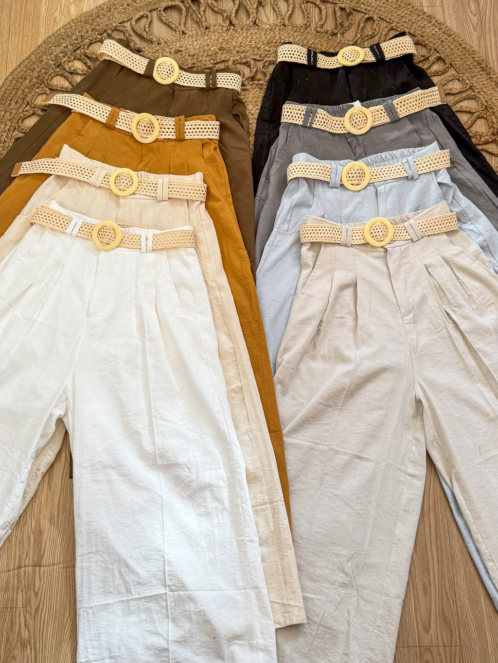 Casual wide leg pants with belt