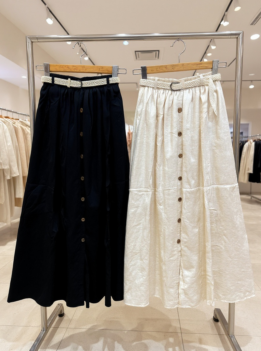 Midi skirt with belt