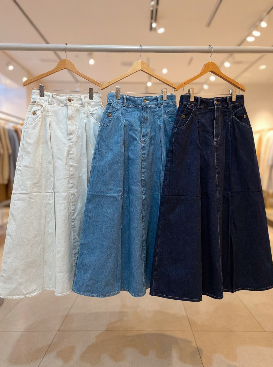 Denim skirt with belt