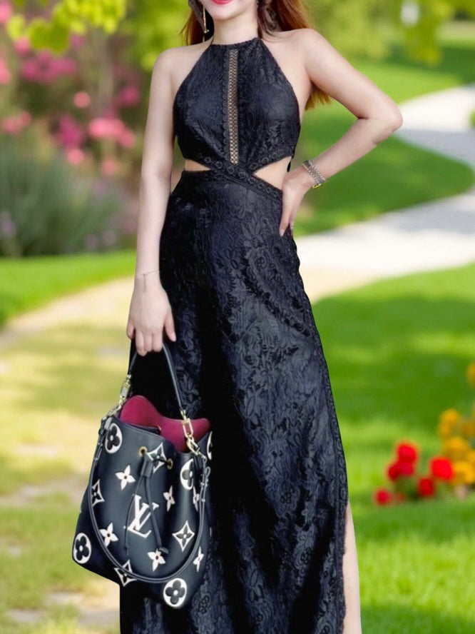 Lace halter dress